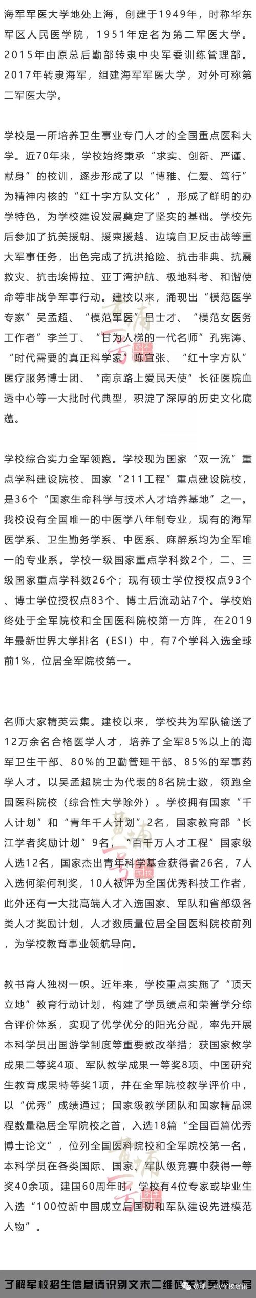 海军军医大学历年录取分数线线一览 毕业分配待遇