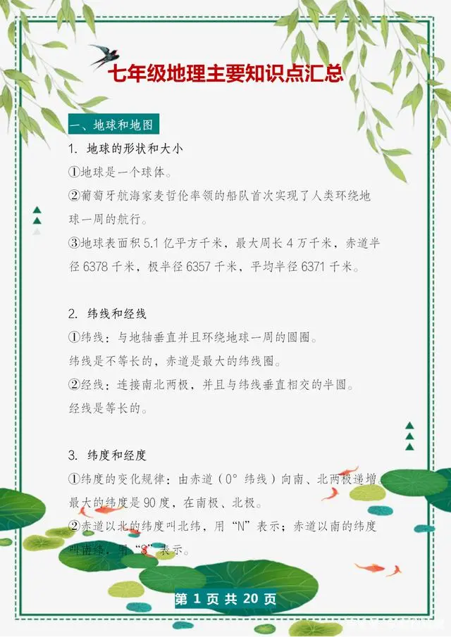七年级地理：知识点详细汇总（全册精华），家有初中生务必收藏！