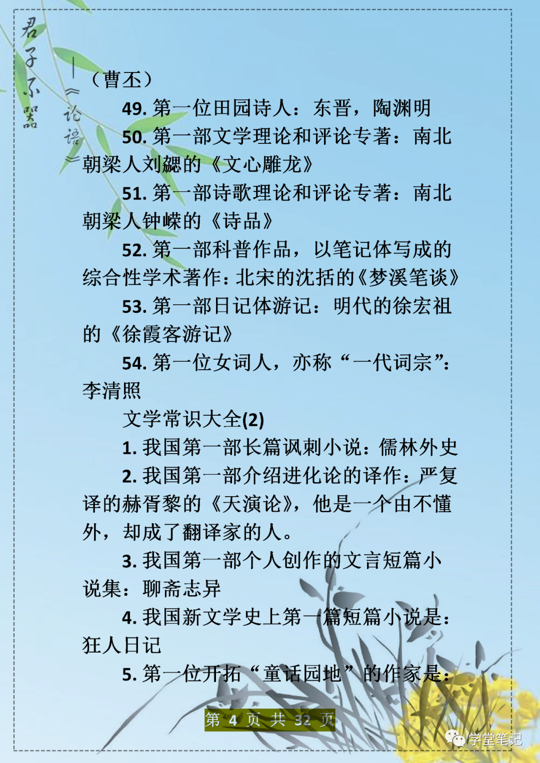 最全的文学常识汇总_常见文学常识整理_一些常见的文学常识