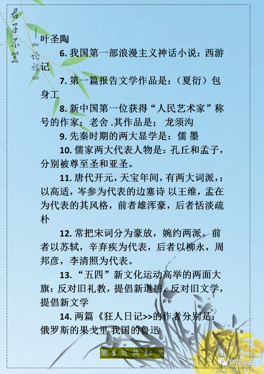 一些常见的文学常识_常见文学常识整理_最全的文学常识汇总