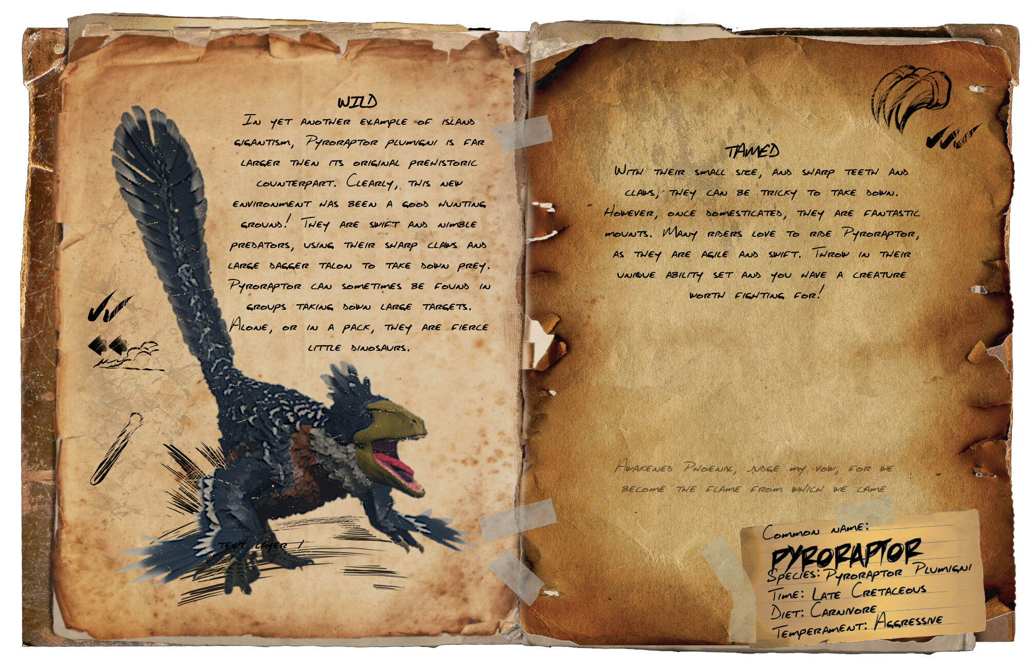 方舟生存进化模组生物介绍：火盗龙（Pyroraptor）！